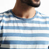Fashion O-neck Short-sleeved Slim Fit Blue Striped T-Shirt