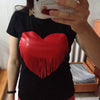 Short Sleeve Tops Tees Fashion Tassel Heart Tshirt