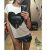 Short Sleeve Tops Tees Fashion Tassel Heart Tshirt