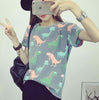 Korean Retro Animal Dinosaur Printing T shirt