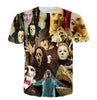 3D Print Short Sleeve Horror Movie Cinema Killers Character T shirt