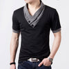 Slim Short Sleeve V Neck T Shirt Button Decorating Tees