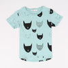 Cotton Jersey Allover Cat Print Short Sleeves T shirts