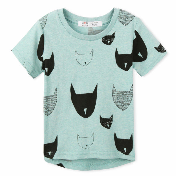 Cotton Jersey Allover Cat Print Short Sleeves T shirts