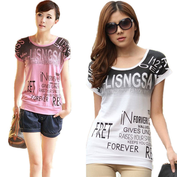 Summer Style Short Sleeve O-Neck Shirts Loose Tops