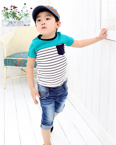 Cotton Striped Short Sleeve Shirts Top Kids