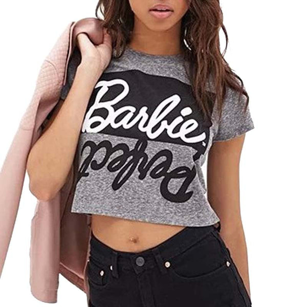 Sexy Letter Print Top Tee Short Sleeve Crop Top