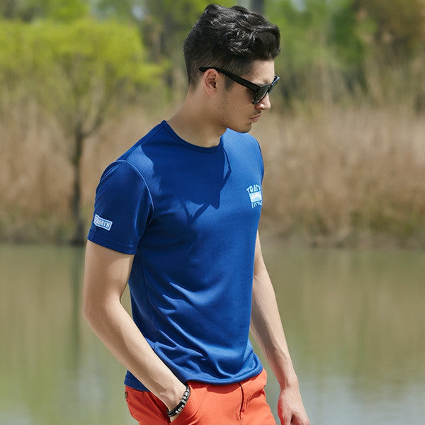 Blue Quick-Dry T Shirt O-Neck Breathable