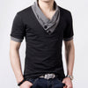 Slim Short Sleeve V Neck T Shirt Button Decorating Tees