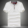 Solid Men Tshirts Decorative Buttons O-Neck Short-sleeve