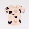 Cotton Jersey Allover Cat Print Short Sleeves T shirts