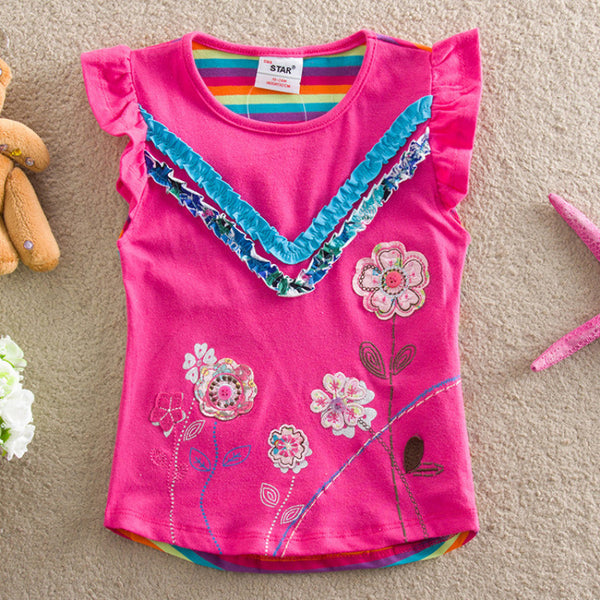 Girls Flower T-shirt Sleeveless